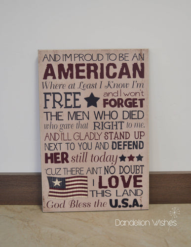 Proud To Be An AMERICAN- Americana Decor, 12x18 Rustic Wooden Sign, Patriotic Decoration, 4th of July Decoration, Memorial Day Decoration