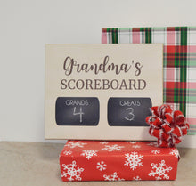 Load image into Gallery viewer, Personalized Gift For Grandma  {Grandma&#39;s SCOREBOARD} Grands &amp; Greats, Farmhouse Wooden Sign, Gift For Grandma, Custom Chalkboard
