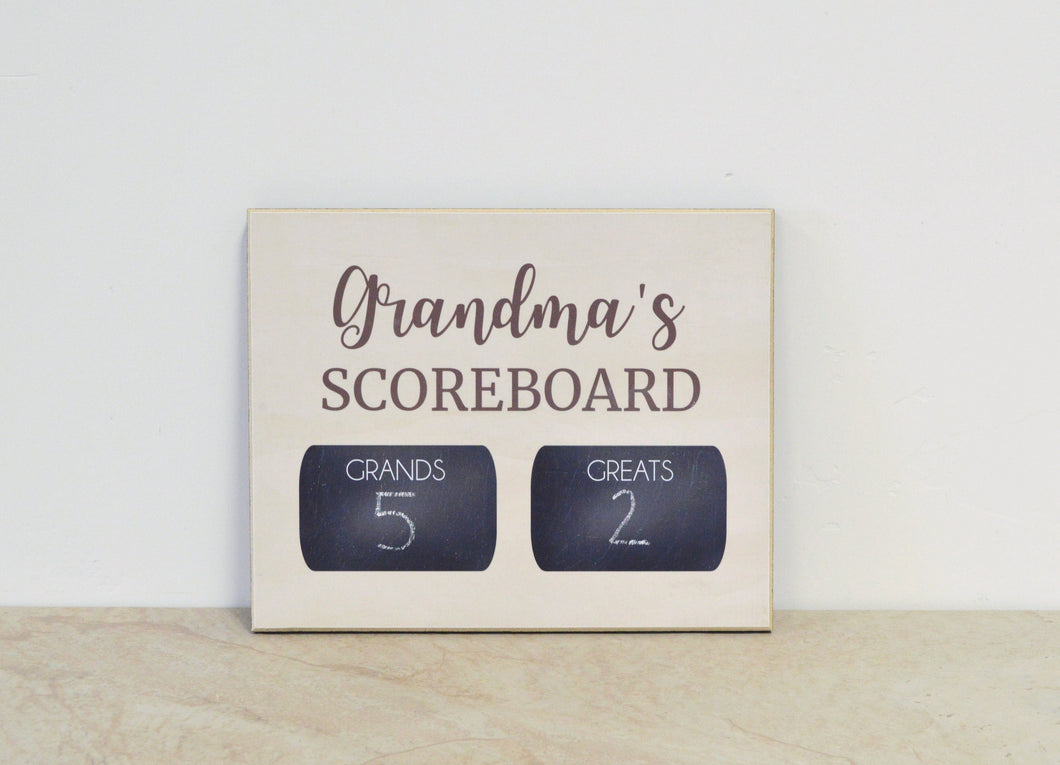 Personalized Gift For Grandma  {Grandma's SCOREBOARD} Grands & Greats, Farmhouse Wooden Sign, Gift For Grandma, Custom Chalkboard