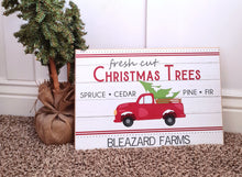 Load image into Gallery viewer, Christmas Tree Farm Sign With Red Truck, Personalized Vintage Christmas Truck Sign, Farmhouse Tree Sign, Personalized Christmas Gift
