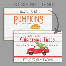 Load image into Gallery viewer, Pumpkin Patch Farm Truck Rustic Fall Sign, Personalized Thanksgiving Decor, Fall Autumn Farmhouse Sign, Vintage Pumpkin Truck, 12x18 Sign
