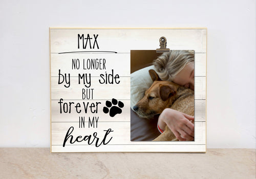 Pet Photo Frame for Loss of Pet, Personalized In Memory Of Picture Frame, No Longer By My Side, Pet Sympathy Photo Frame, Dog Memorial Gift