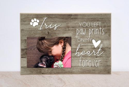 Pet Sympathy Photo Frame, Personalized Pet Loss Frame {You Left Paw Prints on My Heart} In Memory Of Picture Frame, Cat Loss, Dog Loss