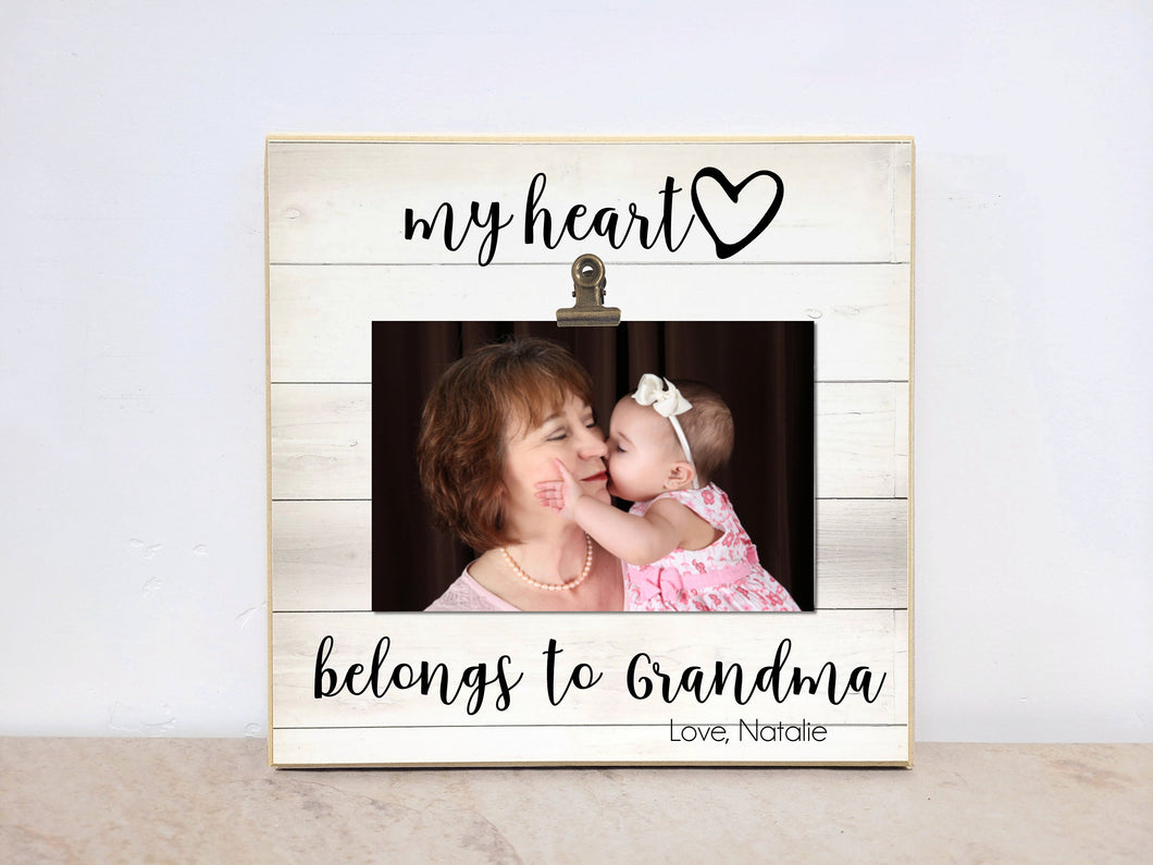 My Heart Belongs to Grandma, Custom Picture Frame for Christmas, Birthday Gift For Grandma, Personalized Photo Frame for Nana, Mimi, GiGi