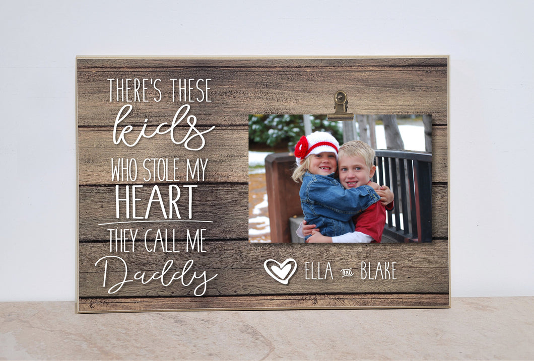 There's These Kids Who Stole My Heart, Personalized Valentines Gift, Custom Photo Frame, Daddy Birthday Gift From Kids, Personalized Gift