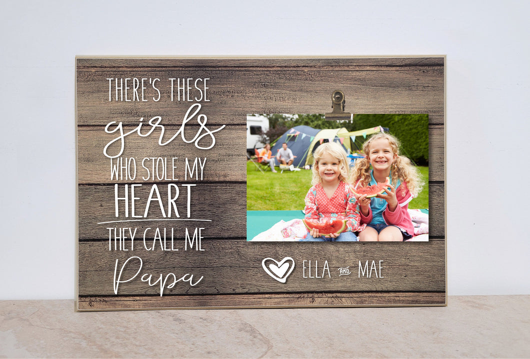 There's This Girl Who Stole My Heart, Photo Frame, Personalized Father's Day Gift for Grandpa, Gift for Papa, Christmas Gift, Picture Frame
