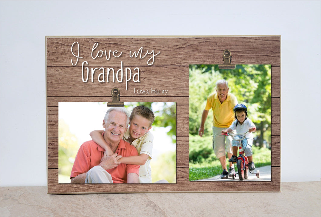 I Love My Grandpa, Custom Photo Clip Frame, Personalized Gift for Grandpa, Christmas Gift For Grandpa, Poppie, Papa, Pops