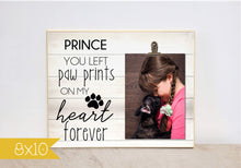 Load image into Gallery viewer, Personalized In Memory, Pet Loss Gift, Pet Loss Picture Frame, You Left Paw Prints On My Heart, Pet Sympathy Photo Frame, Dog Memorial Gift
