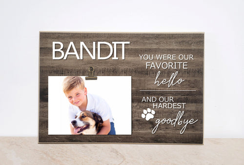 Pet Loss Photo Frame, Personalized Pet Sympathy Frame {Favorite Hello, Hardest Goodbye} In Memory Of Picture Frame, Cat Loss, Dog Loss