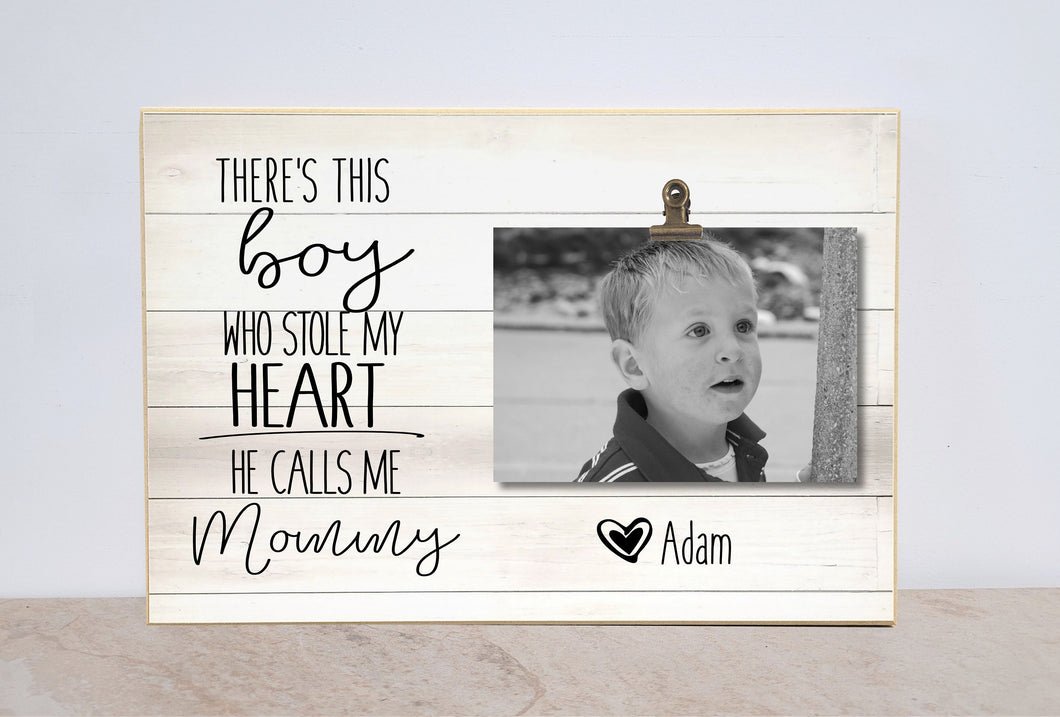 There's This Boy Who Stole My Heart, Personalized Valentines Gift, Custom Photo Frame, Mother and Son Gift, Gift From Son, Mom's Birthday