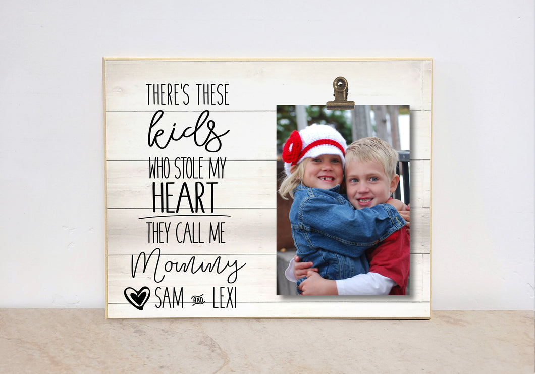 There's These Kids Who Stole My Heart, Personalized Valentines Gift, Custom Photo Frame, Mom's Birthday Gift From Kids, Personalized Gift