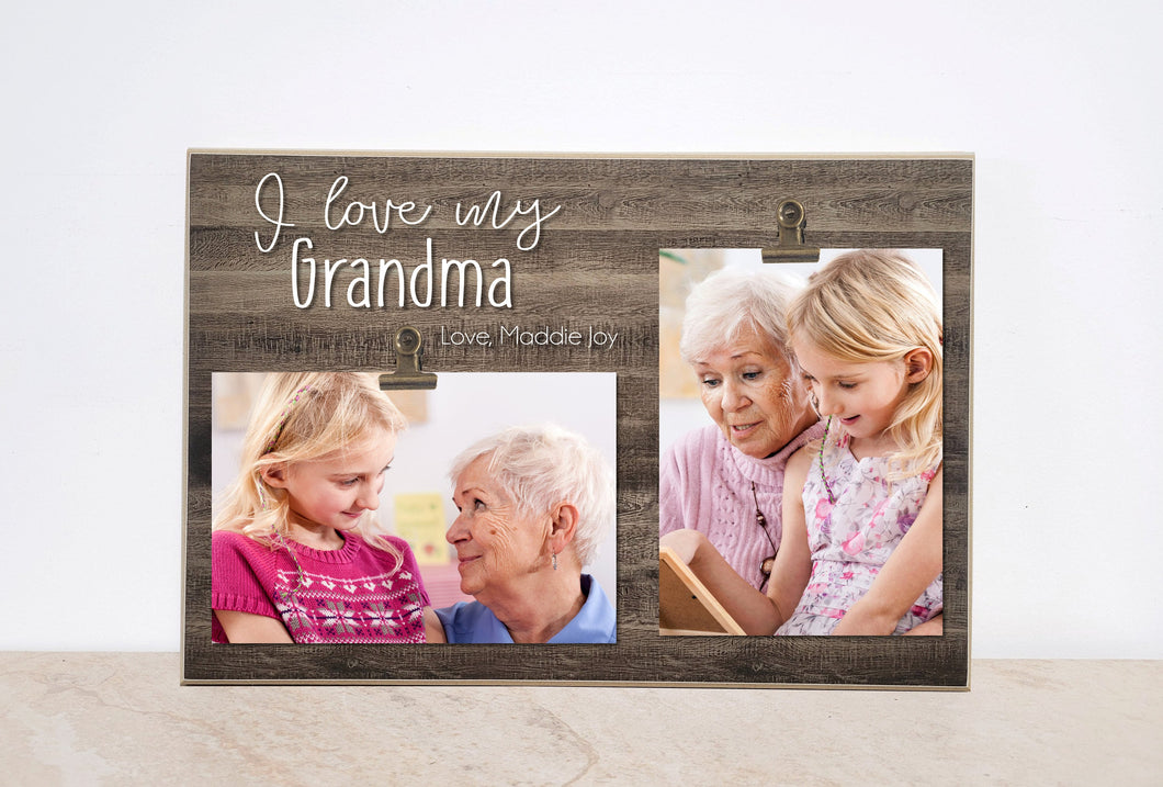 I Love My Grandma, Custom Photo Clip Frame, Personalized Gift for Grandma, Christmas Gift For Nana, Mimi, Gigi, Grandma