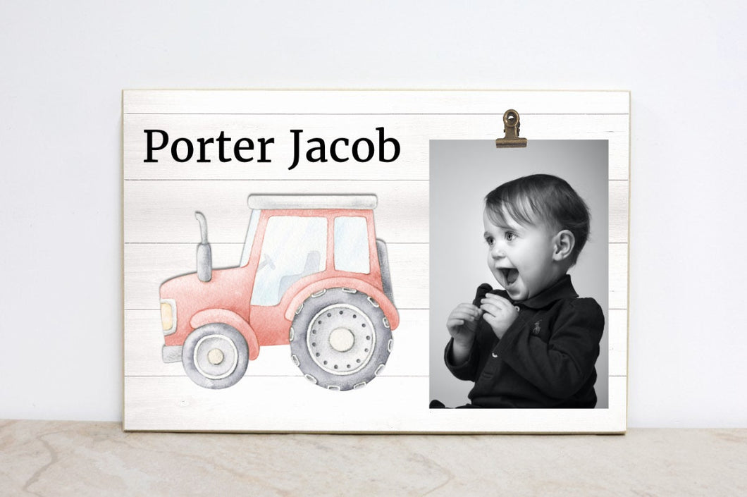 Personalized Nursery Decor, Tractor Truck Sign, Personalized Picture Frame, Boys Room Decor, Kids Art, Nursery Wall Art, Baby Shower Gift