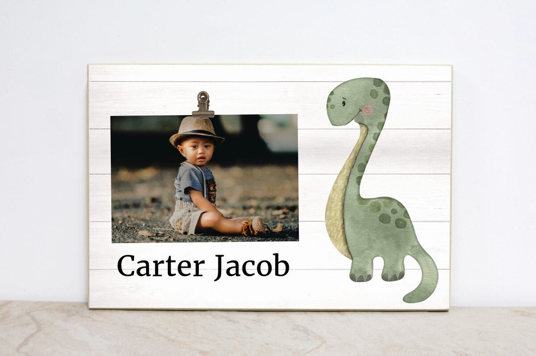 Dinosaur Sign With Name, Nursery Wall Art Decor, Personalized Picture Frame, Kid Room Dinosaur Sign, Personalized Party or Baby Shower Decor