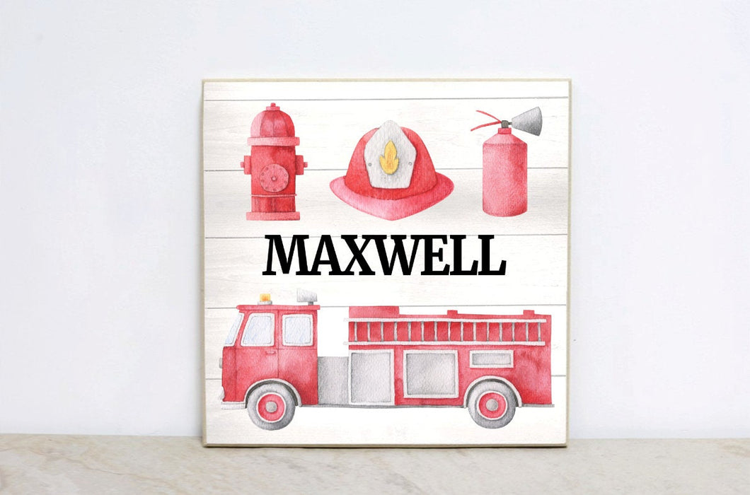 Nursery Firefighter Sign, Personalized Sign, Fireman Decor, Baby's Bedroom, Nursery Wall Art, Firefighter First Birthday Party Decor