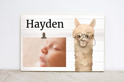 Alpaca Nursery Picture Frame, Llama Sign With Name, Picture Frame for Baby Girls Room, Nursery Wall Decor, Baby Shower Gift Idea- L02