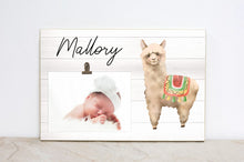 Load image into Gallery viewer, Alpaca Nursery Picture Frame, Personalized Llama Sign, Picture Frame for Baby Girls Room, Nursery Wall Decor, Baby Shower Gift Idea- L03
