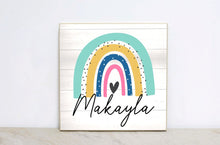 Load image into Gallery viewer, Boys Room Decor, Kids Room Wooden Sign With Name, Boho Nursery Decor, Rainbow Wall Art, Rainbow Boho Nursery Sign, Boho Birthday Party Decor
