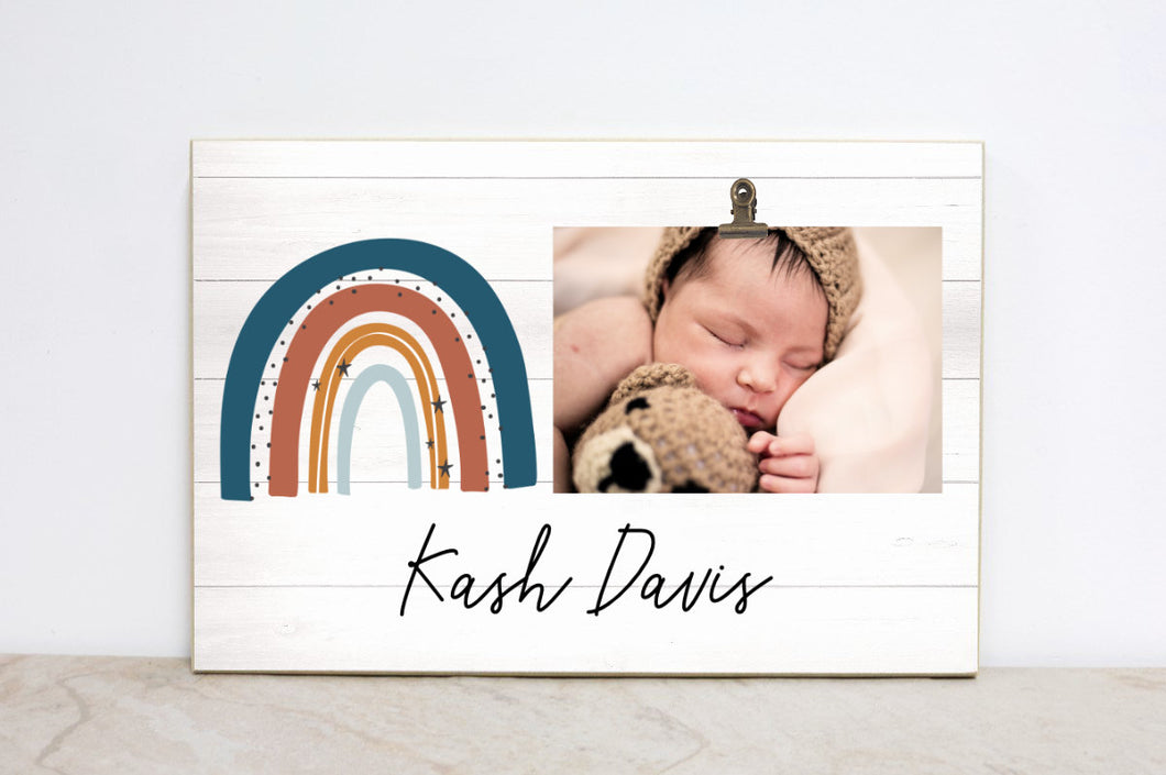 Boho Rainbow Sign, Nursery Picture Frame, Boho Nursery Wall Art, Photo Frame for Baby Boy Room, Nursery Wall Decor, Baby Shower Gift Idea