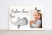Load image into Gallery viewer, Whale Sign for Nautical Nursery, Personalized Picture Frame, Ocean Baby Announcement, Under the Sea Sign, Baby&#39;s Room, Nursery Decor  OC05
