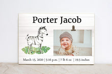 Load image into Gallery viewer, Baby Stats Sign,  Baby Announcement Frame,  Jungle Safari Nursery Decor, Elephant Picture Frame, Personalized Frame for Safari Nursery, S06
