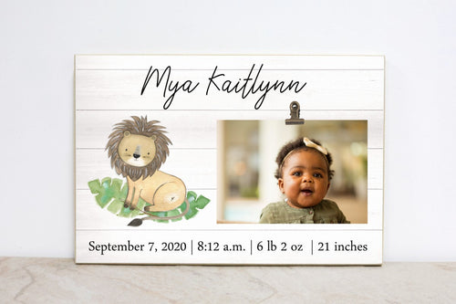 Baby Announcement Frame,  Jungle Safari Nursery Decor , Monkey Picture Frame, Personalized Frame for Safari Nursery, Baby Stats Sign, S06