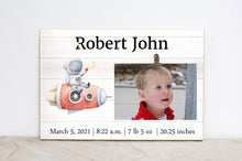 Load image into Gallery viewer, Space Wall Art, Baby Shower Gift for New Baby, Space Nursery Decor, Picture Frame, Baby Birth Stats Sign, Personalized Photo Frame, SP07

