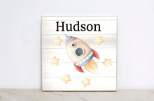 Load image into Gallery viewer, Rocket Ship Nursery Wall Art, Baby Shower Gift for Boy, Space Birthday Party Decor, Space Nursery Sign, Baby Boy Bedroom,  SPS03
