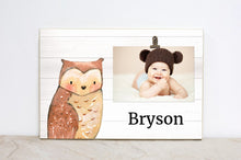Load image into Gallery viewer, Woodland Animals Birthday Party Decoration, Bunny Picture Frame, Woodland Nursery Wall Art, Forest Animal Photo Frame, Baby Boy Room, W02

