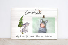 Load image into Gallery viewer, Personalized Photo Frame, for Baby, Woodland Wall Art, Baby Shower Gift, Forest Nursery Decor, Picture Frame, Baby Birth Stats Sign,  W06
