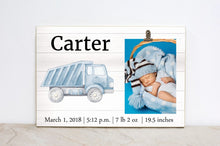 Load image into Gallery viewer, Baby Stats Sign Nursery Decor, Construction Truck Sign, Personalized Baby Stats, Picture Frame, Boys Room Decor, Kids Art, Baby Shower Gift
