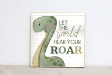 Load image into Gallery viewer, Dinosaur Sign for Kid Bedroom, Nursery Sign Wall Decor, Dinosaur Wall Art, Dinosaur 1st Birthday Party Decoration, Baby Shower Gift or Decor
