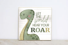 Load image into Gallery viewer, Dinosaur Nursery Decor for Baby Bedroom, Nursery Sign Wall Decor, Dinosaur Wall Art, Dinosaur 1st Birthday Party, Baby Shower Gift or Decor
