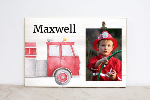 Firefighter Nursery Decor, Personalized Picture Frame, Firemen Sign, Boys Room Wall Decor, 1st Birthday Decor, Firefighter Nursery Wall Art