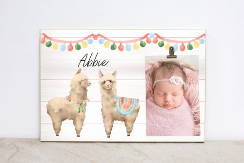 Alpaca Nursery Picture Frame, Llama Nursery Sign, Llama Sign, Picture Frame for Baby Girls Room, Nursery Wall Decor, Baby Shower Gift - L04