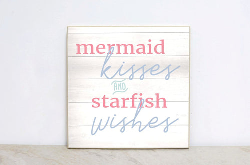 Mermaid Kisses Nursery Sign, Mermaid Decor, Baby Girl Bedroom, Nursery Wall Art, Mermaid First Birthday Party Decor, Baby Shower Gift