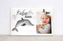 Load image into Gallery viewer, Ocean Nursery Frame, Nautical Baby Announcement Sign, Dolphin Sign, Under the Sea Picture Frame for Baby&#39;s Room, Nursery Wall Art  OC04
