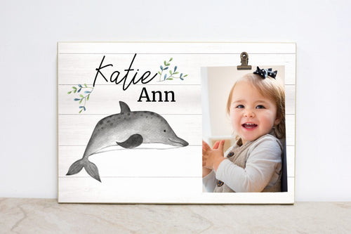Ocean Nursery Frame, Nautical Baby Announcement Sign, Dolphin Sign, Under the Sea Picture Frame for Baby's Room, Nursery Wall Art  OC04