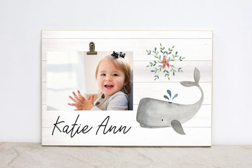 Ocean Nursery Frame, Nautical Baby Announcement Sign, WhaleSign, Under the Sea Picture Frame for Baby's Room, Nursery Wall Art  OC04