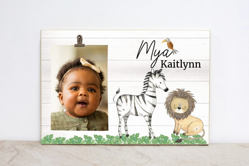 Safari Nursery Signs Wall Art, Personalized Picture Frame, Personalized Jungle Nursery Decor, Zebra Jungle Sign, Baby Shower Gift, S03