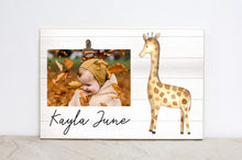 Load image into Gallery viewer, Jungle Animal Sign, Nursery Wall Art, Giraffe Photo Frame, Jungle Birthday Party Decor, First Birthday, Safari Nursery Picture Frame,  S04
