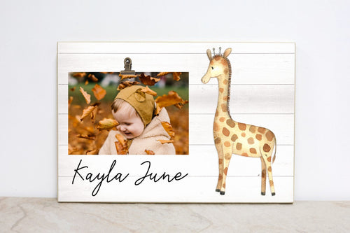 Jungle Animal Sign, Nursery Wall Art, Giraffe Photo Frame, Jungle Birthday Party Decor, First Birthday, Safari Nursery Picture Frame,  S04