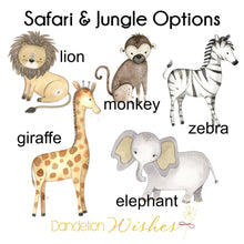 Load image into Gallery viewer, Baby Shower Gift, Personalized Nursery Sign, Safari Birthday Party Decor, Jungle  Name Sign, Safari Nursery Wall Art, Elephant Sign, SS04

