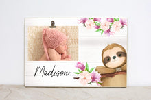 Load image into Gallery viewer, Sloth Picture Frame, Baby Shower Gift Idea, Sloth Birthday Party Decoration, Wall Decor for Sloth Nursery, , Custom Photo Frame, SL06
