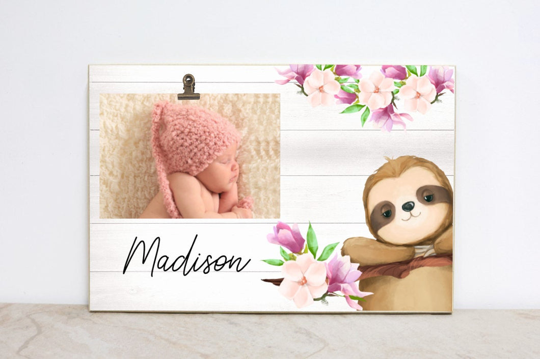 Sloth Picture Frame, Baby Shower Gift Idea, Sloth Birthday Party Decoration, Wall Decor for Sloth Nursery, , Custom Photo Frame, SL06