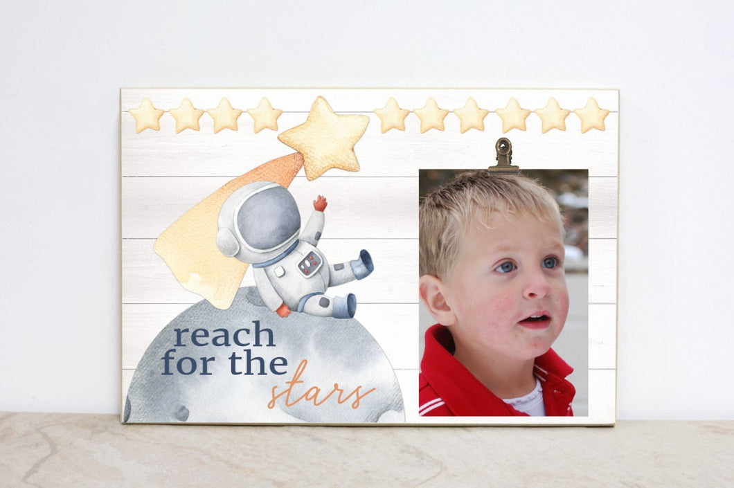 Reach for the Stars Nursery Picture Frame, Space Nursery Sign, Nursery Wall Art, Photo Frame for Baby's Room, Baby Shower Gift, SP02