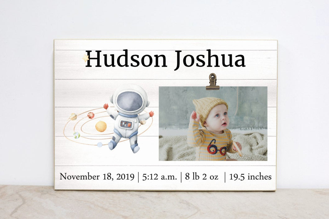 Nursery Decor Space Picture Frame, Baby Birth Stats Sign, Personalized Photo Frame, Space Wall Art, Baby Shower Gift for New Baby, SP06