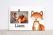 Load image into Gallery viewer, Woodland Nursery Sign, Animal Picture Frame, Baby Shower Gift, Woodland Animal Nursery, Wall Art, Forest Nursery Sign, Deer Photo Frame, W02
