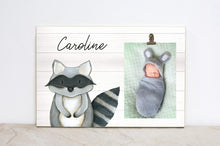 Load image into Gallery viewer, Woodland Animals Birthday Party Decoration, Bunny Picture Frame, Woodland Nursery Wall Art, Forest Animal Photo Frame, Baby Boy Room, W02
