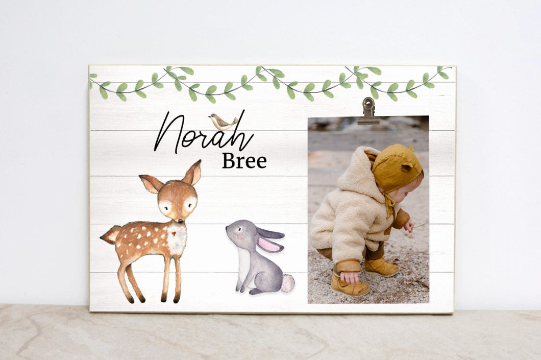 Woodland Picture Frame, Animal Birthday Party Decoration, Woodland Animal Nursery Decor, Watercolor Animal Wall Art, Forest Nursery Sign W03